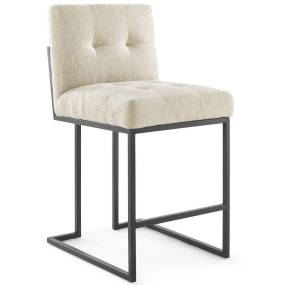 Privy Black Stainless Steel Upholstered Fabric Counter Stool - East End Imports EEI-3854-BLK-BEI