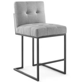 Privy Black Stainless Steel Upholstered Fabric Counter Stool - East End Imports EEI-3854-BLK-LGR