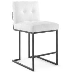 Privy Black Stainless Steel Upholstered Fabric Counter Stool - East End Imports EEI-3854-BLK-WHI