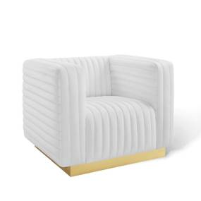 Charisma Channel Tufted Performance Velvet Accent Armchair - East End Imports EEI-3887-WHI