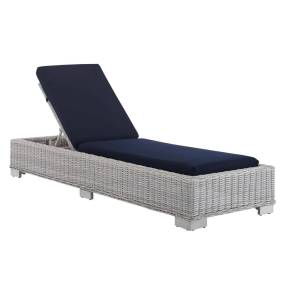 Conway Sunbrella® Outdoor Patio Wicker Rattan Chaise Lounge - East End Imports EEI-3978-LGR-NAV