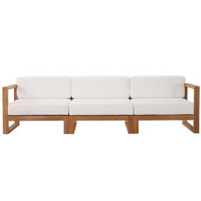 Upland Outdoor Patio Teak Wood 3-Piece Sectional Sofa Set - East End Imports EEI-4254-NAT-WHI-SET