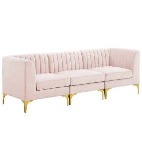 Triumph Channel Tufted Performance Velvet 3-Seater Sofa - East End Imports EEI-4347-PNK