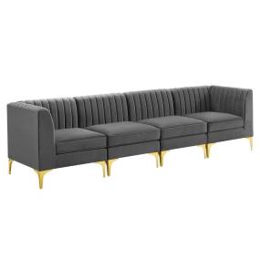 Triumph Channel Tufted Performance Velvet 4-Seater Sofa - East End Imports EEI-4348-GRY