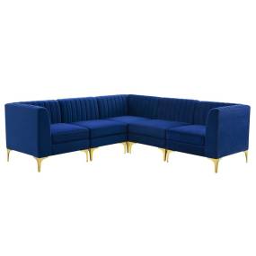 Triumph Channel Tufted Performance Velvet 5-Piece Sectional Sofa - East End Imports EEI-4350-NAV
