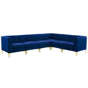Triumph Channel Tufted Performance Velvet 6-Piece Sectional Sofa - East End Imports EEI-4352-NAV