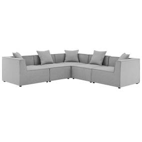 Saybrook Outdoor Patio Upholstered 5-Piece Sectional Sofa - East End Imports EEI-4384-GRY