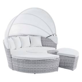 Scottsdale Canopy Sunbrella® Outdoor Patio Daybed - East End Imports EEI-4443-LGR-WHI
