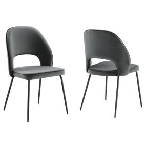 Nico Performance Velvet Dining Chair Set of 2 - East End Imports EEI-4673-BLK-GRY