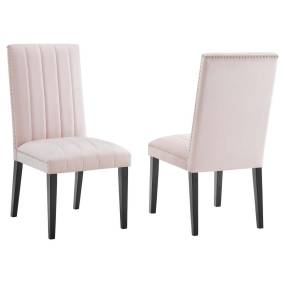 Catalyst Performance Velvet Dining Side Chairs - Set of 2 in Pink