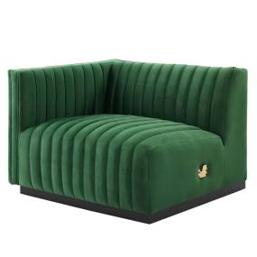 Conjure Channel Tufted Performance Velvet Left-Arm Chair in Black/Emerald