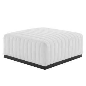 Conjure Channel Tufted Upholstered Fabric Ottoman in Black/White