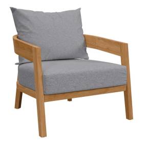Brisbane Teak Wood Outdoor Patio Armchair in Natural/Gray