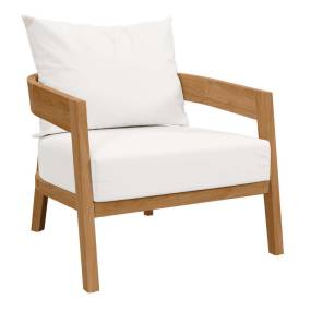 Brisbane Teak Wood Outdoor Patio Armchair in Natural/White