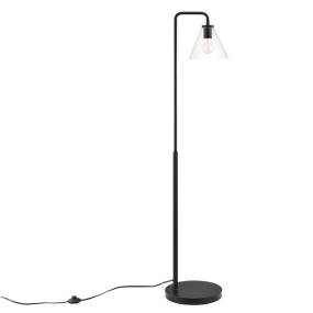 Element Transparent Glass Glass and Metal Floor Lamp in Black