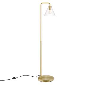 Element Transparent Glass Glass and Metal Floor Lamp in Satin/Brass
