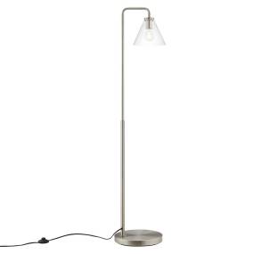 Element Transparent Glass Glass and Metal Floor Lamp in Satin/Nickel