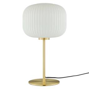 Reprise Glass Sphere Glass and Metal Table Lamp in White Satin/Brass