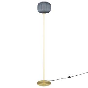 Reprise Glass Sphere Glass and Metal Floor Lamp in Black Satin/Brass