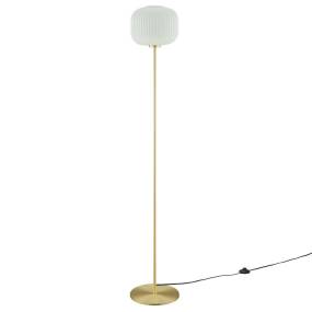 Reprise Glass Sphere Glass and Metal Floor Lamp in White Satin/Brass