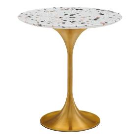 Lippa 20" Round Terrazzo Side Table in Gold/Terrazzo