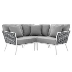 Stance Outdoor Patio Aluminum Small Sectional Sofa - East End Imports EEI-5752-WHI-GRY
