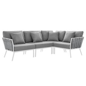 Stance Outdoor Patio Aluminum Large Sectional Sofa - East End Imports EEI-5753-WHI-GRY