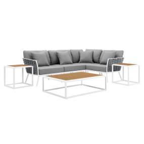 Stance 7 Piece Outdoor Patio Aluminum Sectional Sofa Set - East End Imports EEI-5756-WHI-GRY