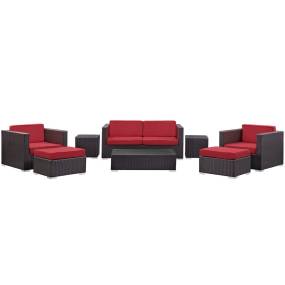 Venice 8 Piece Outdoor Patio Sofa Set - East End Imports EEI-610-EXP-RED-SET