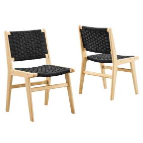 Saoirse Woven Rope Wood Dining Side Chair - East End Imports EEI-6545-NAT-BLK