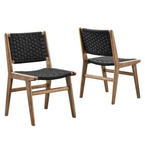 Saoirse Woven Rope Wood Dining Side Chair - East End Imports EEI-6545-WAL-BLK