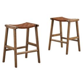 Saoirse Faux Leather Wood Counter Stool - Set of 2 - East End Imports EEI-6547-WAL-BRN