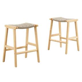 Saoirse Woven Rope Wood Counter Stool - Set of 2 - East End Imports EEI-6548-NAT-NAT