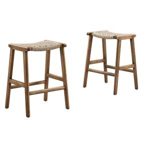 Saoirse Woven Rope Wood Counter Stool - Set of 2 - East End Imports EEI-6548-WAL-NAT