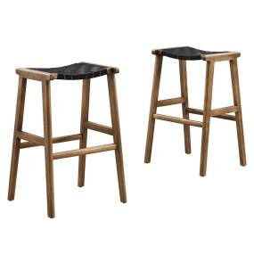 Saoirse Faux Leather Wood Bar Stool - Set of 2 - East End Imports EEI-6549-WAL-BLK