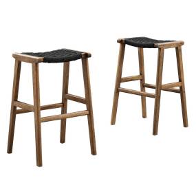 Saoirse Woven Rope Wood Bar Stool - Set of 2 - East End Imports EEI-6550-WAL-BLK