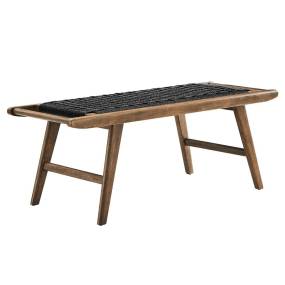 Saoirse 47" Wove Rope Wood Bench - East End Imports EEI-6552-WAL-BLK