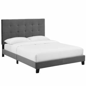 Melanie Queen Tufted Button Upholstered Performance Velvet Platform Bed in Gray - East End Imports MOD-5822-GRY