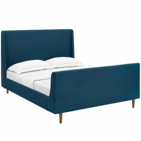 Aubree Queen Upholstered Fabric Sleigh Platform Bed in Azure - East End Imports MOD-5824-AZU