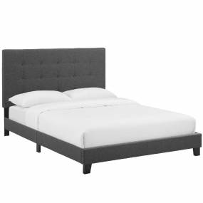 Melanie Full Tufted Button Upholstered Fabric Platform Bed in Gray - East End Imports MOD-5878-GRY
