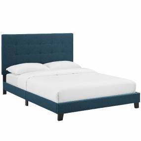 Melanie Queen Tufted Button Upholstered Fabric Platform Bed in Azure - East End Imports MOD-5879-AZU