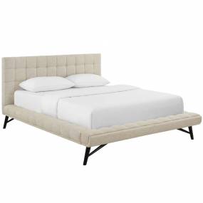 Julia Queen Biscuit Tufted Upholstered Fabric Platform Bed in Beige - East End Imports MOD-6007-BEI