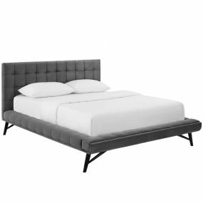 Julia Queen Biscuit Tufted Performance Velvet Platform Bed in Gray - East End Imports MOD-6008-GRY