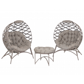 Cozy Ball Chair Conversation Set in Crossweave Sand - Flower House FHXW400-SAND-SET