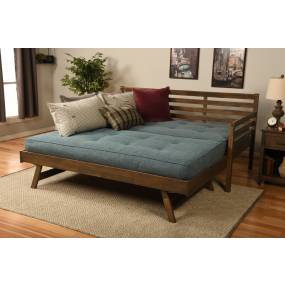 Boho Daybed and Pop Up in Rustic Walnut with Linen Aqua Mattresses - BODBPURWLAQU4