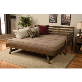 Boho Daybed and Pop Up in Rustic Walnut with Linen Stone Mattresses - BODBPURWLSTN4