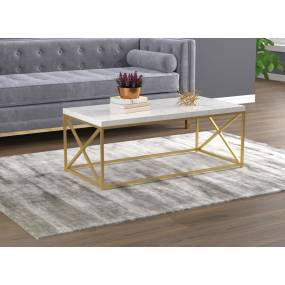 Coffee Table-44"Long/Marble with Gold Metal for Living Room - Safdie & Co 81036.Z.72