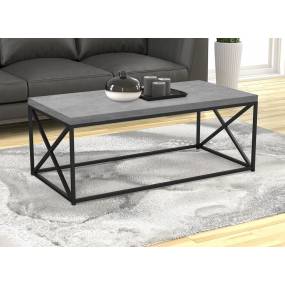 Coffee Table-44"Long/Grey Cement with Black Metal for Living Room - Safdie & Co 81036.Z.73