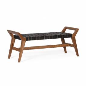 Cove Bench - Black Leather - Union Home Furniture BDM00070