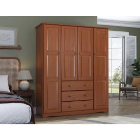 100% Solid Wood Family Wardrobe in Mocha with Metal Knobs. No Shelves Included - Palace Imports 5963K